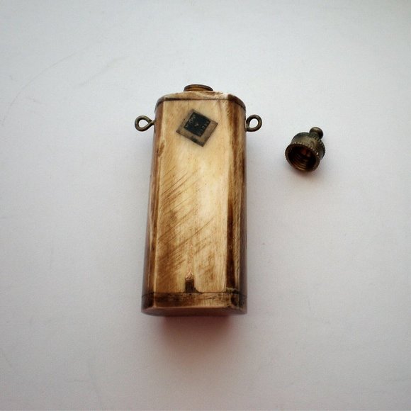 Vintage Solid Brass Camel Bone Perfume Scent Bottle Flakon Made In India - Picture 4 of 5